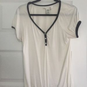 White Blouse with Black Trim